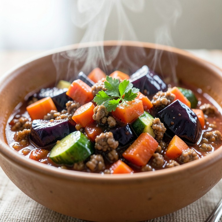 Hartige Stoofpot van Gehakt met Aubergine en Courgette