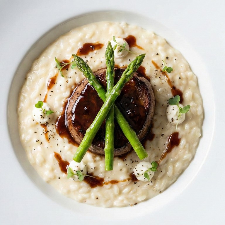 Risotto 4 Quesos con Lomo Fino y Gastrique de Tomate de Árbol