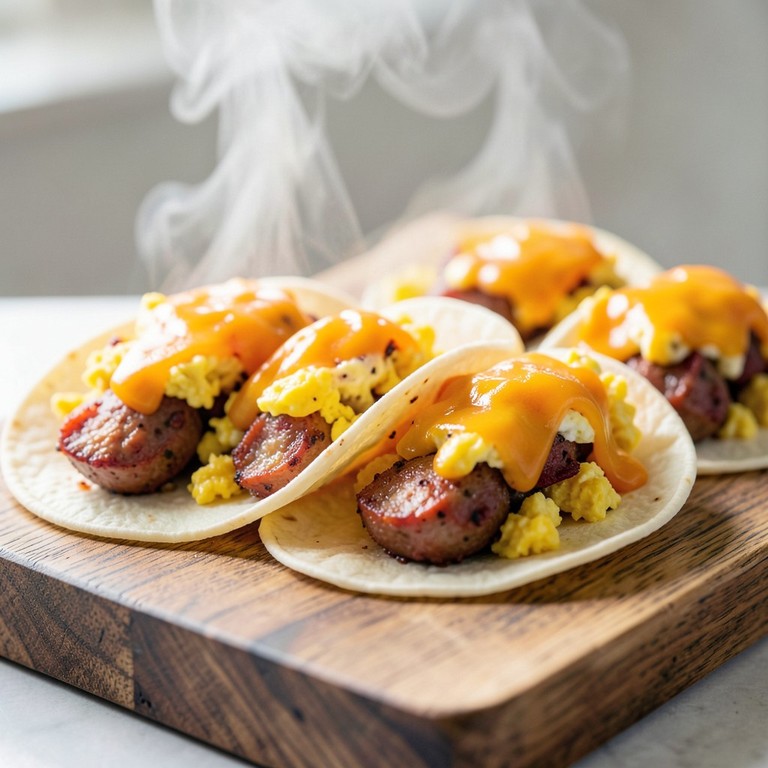 Spicy Cajun Sausage and Egg Breakfast Tacos