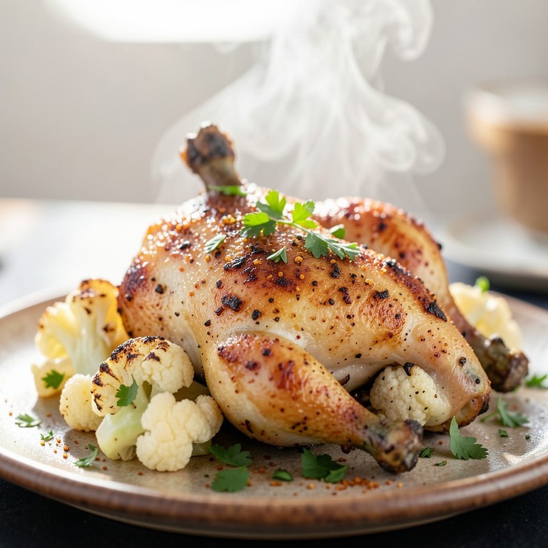 Cuisses de Lapin Rôties aux Épices Douces et Chou-fleur Grillé