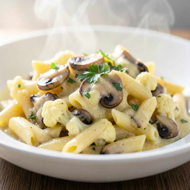 Snelle Oesterzwammen en Bloemkool Pasta met Roomsaus
