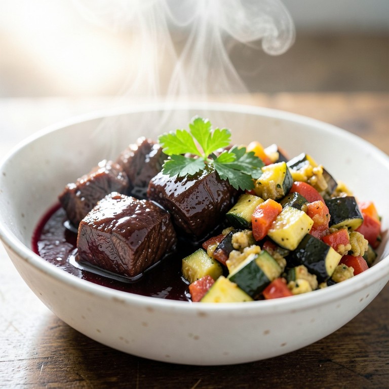 Bœuf Bourguignon Revisité aux Saveurs de Ratatouille