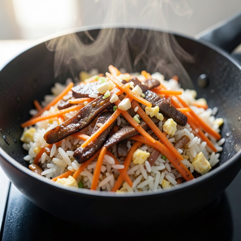 Arroz Frito Rápido de Res y Zanahoria