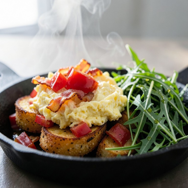Bauernfrühstück mit Rucola und Tomaten