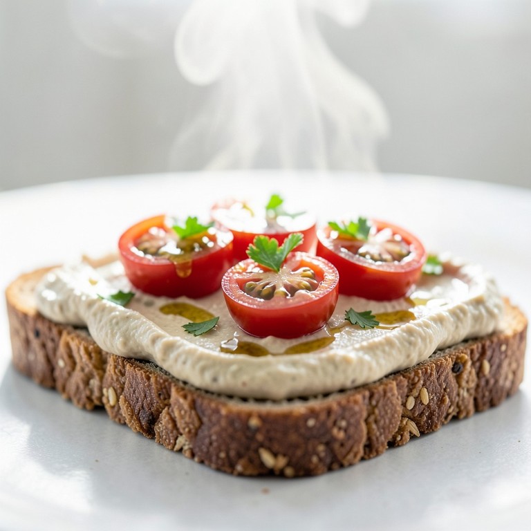 Tostadas Integrales con Hummus Casero y Tomate Cherry