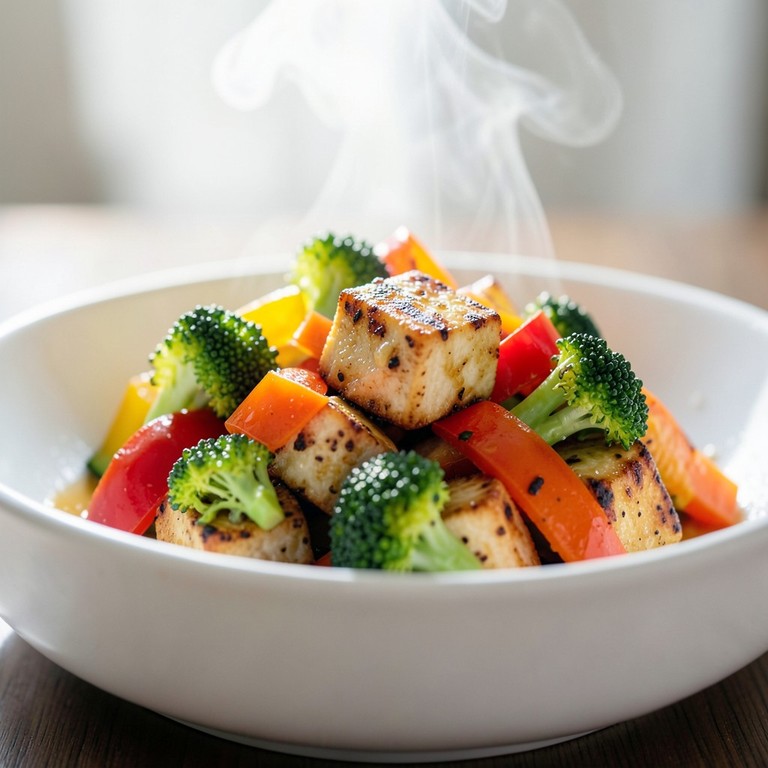 Blitz-Gemüsepfanne mit Tofu aus der Heißluftfritteuse