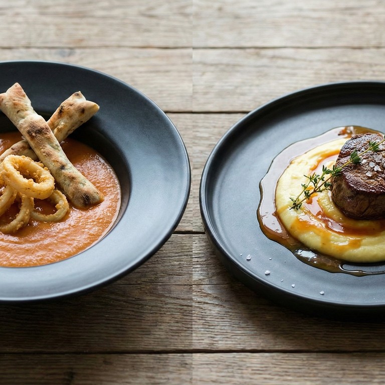 Menú: Crema de Langostinos y Solomillo de Res