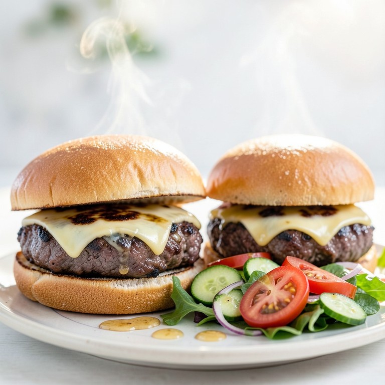 Hamburguesa Rápida al Sartén con Ensalada Mixta Saludable