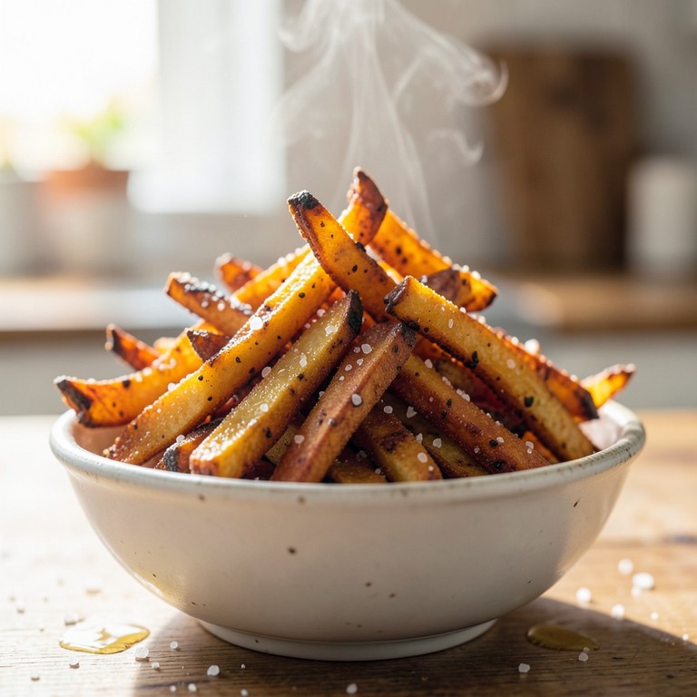 Knusprige Süßkartoffel-Pommes aus der Heißluftfritteuse