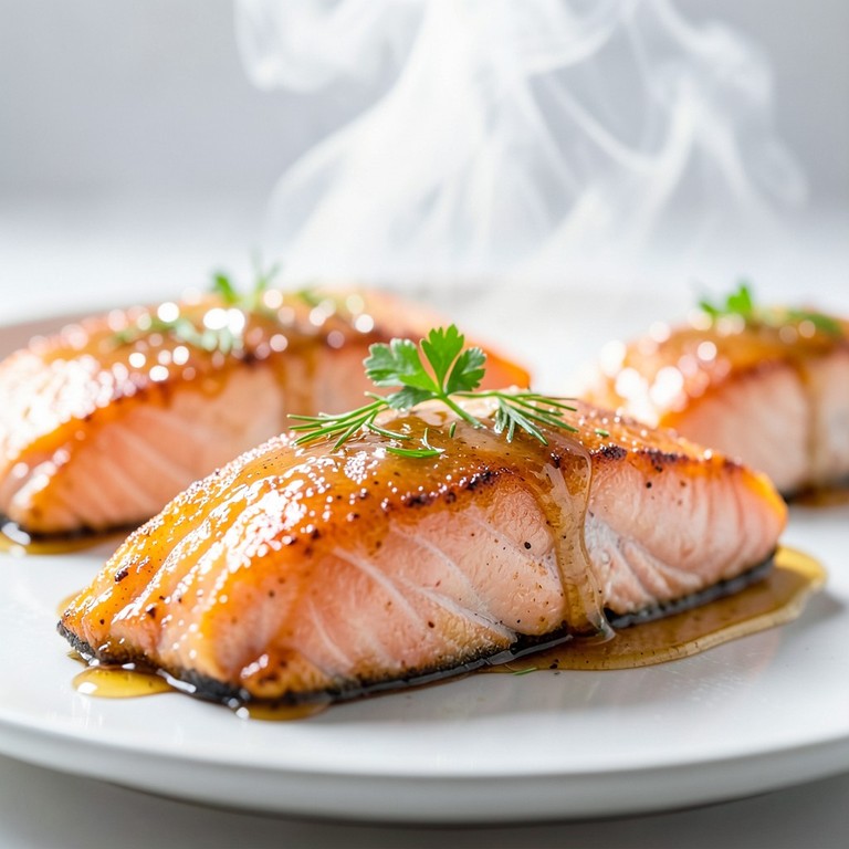 Knuspriger Lachs mit Honig-Senf-Glasur im Airfryer