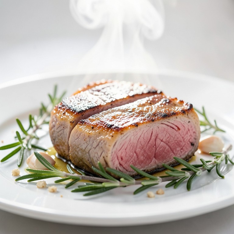 Gebratenes Lammfilet mit Rosmarin und Thymian