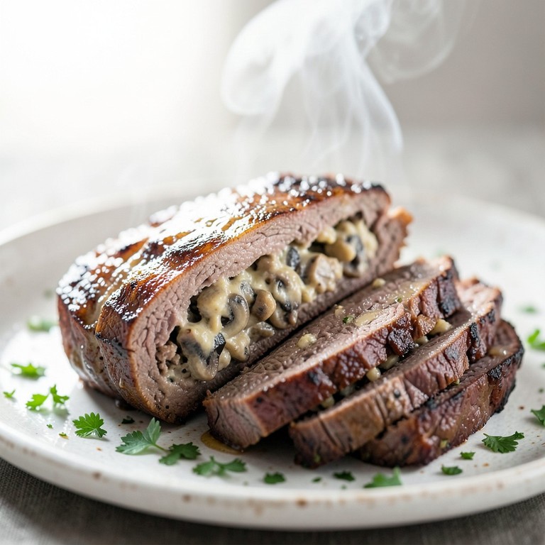 Solomo Relleno de Champiñones y Ajo con Mantequilla
