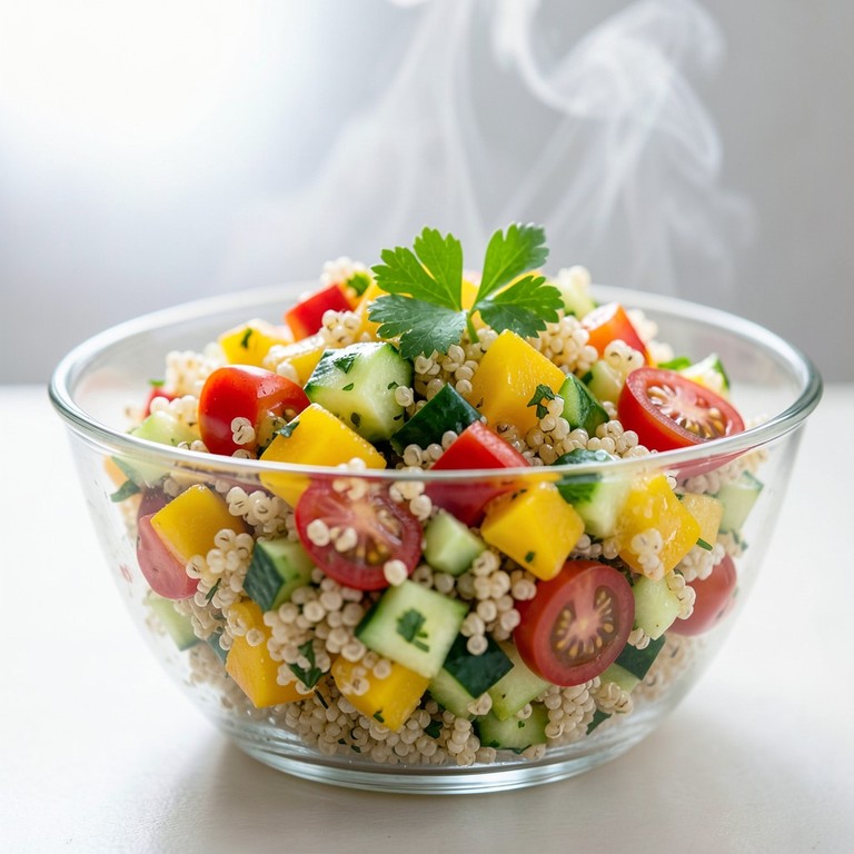Salada Vibrante de Quinoa com Legumes Frescos e Molho Cítrico