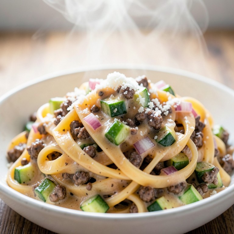 Cremige Hackfleisch-Zucchini-Nudeln