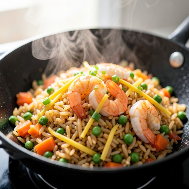 Arroz Frito con Gambas Rápido