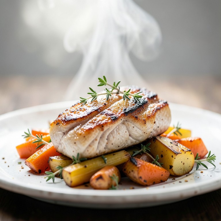 Pavé de Maigre Rôti aux Légumes Racines