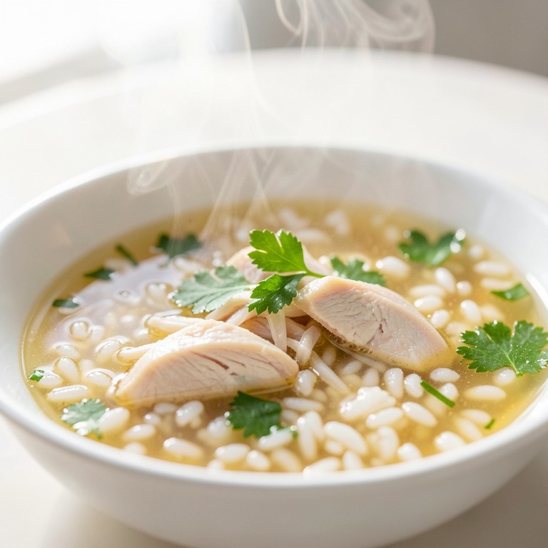 Klassische Hühnerbrühe mit Reis (Schonkost)