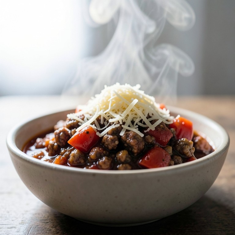 Molho à Bolonhesa Clássico com Toque de Colorau e Queijo Parmesão