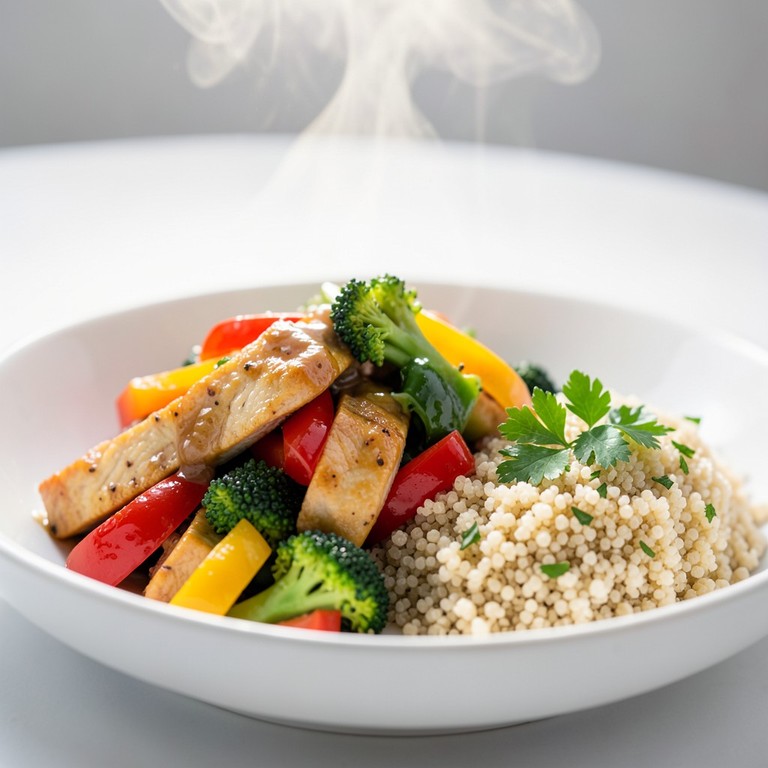 Kalorienarme Hähnchen-Gemüse-Pfanne mit Quinoa