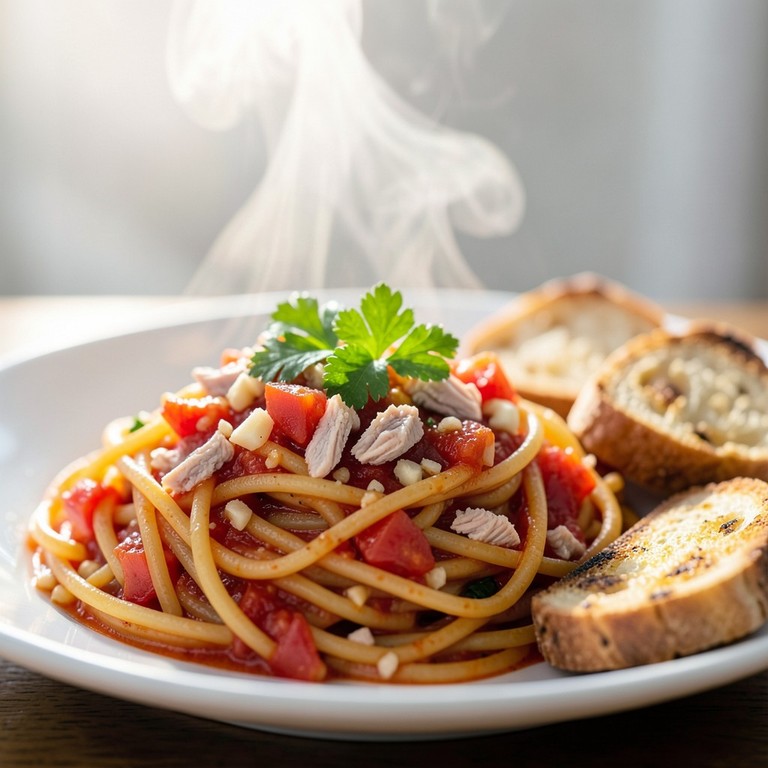 Pâtes au Thon à l'Ancienne avec Croûtons à l'Ail