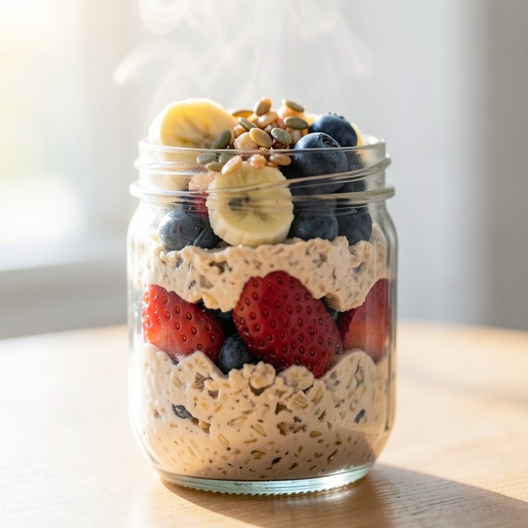 Avena Nocturna Vegana con Frutas y Semillas