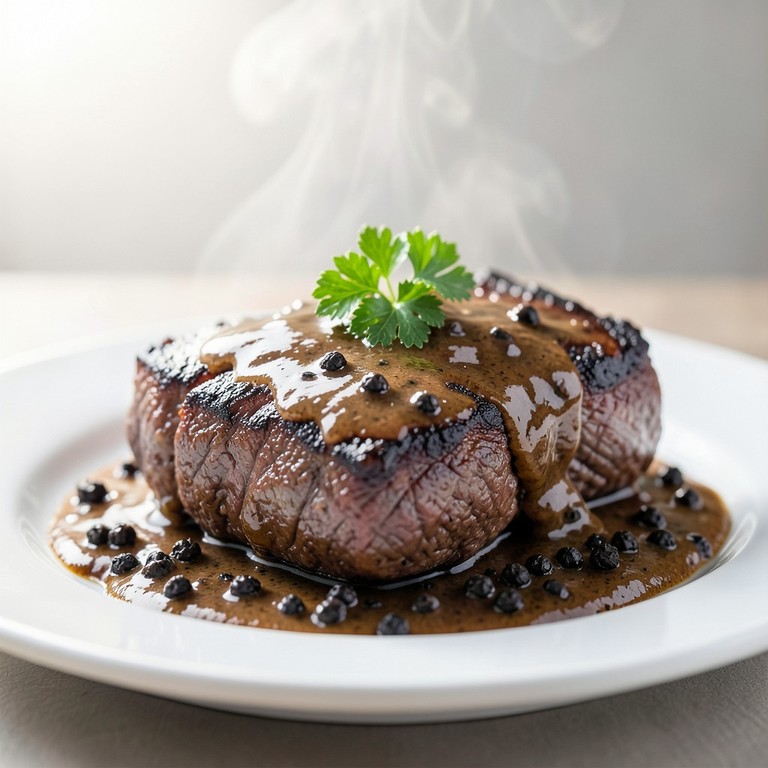 Steak de Bœuf Poêlé Classique, Sauce au Poivre