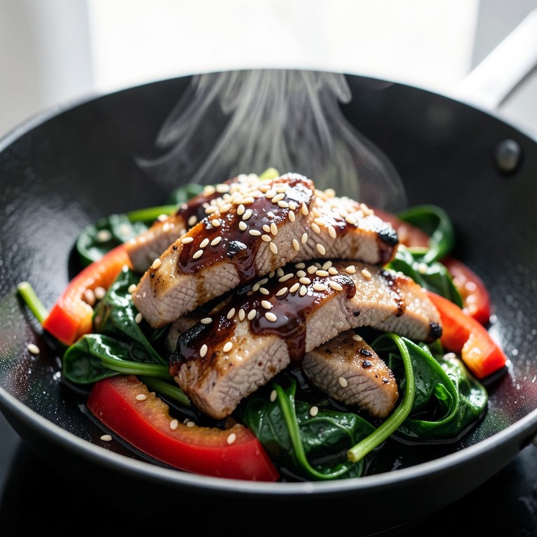Speedy Lamb and Spinach Stir-fry with Ginger-Soy Glaze