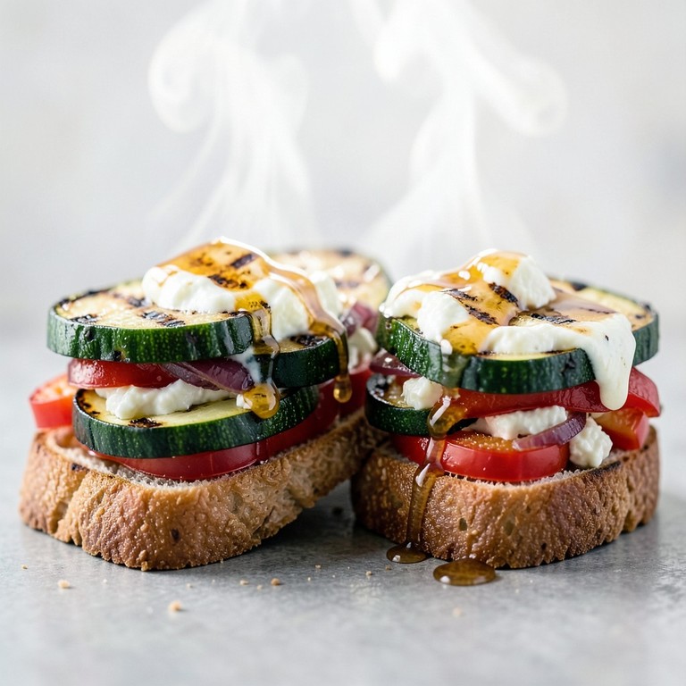 Gegrilde Groente Sandwich met Geitenkaas en Honing
