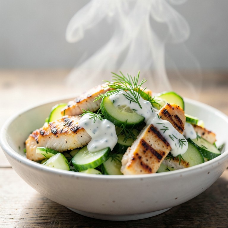 Klassieke Komkommersalade met Malse Kip