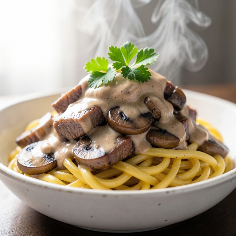 Classic Beef Stroganoff with Creamy Mushroom Sauce