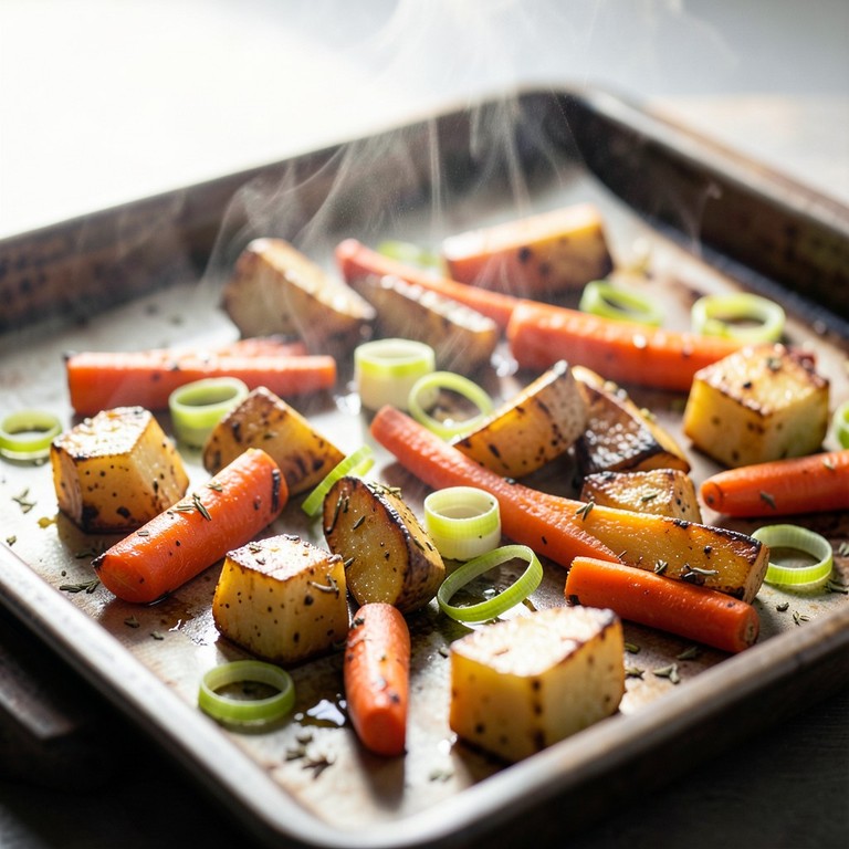 Ofengemüse mit Knollensellerie, Lauch und Karotten