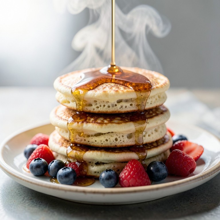Pancakes al latticello con frutti di bosco e sciroppo d'acero artigianale