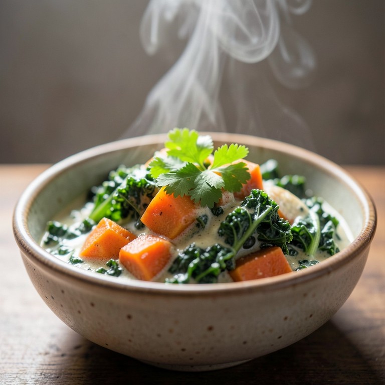 Grünkohl-Curry mit Kokosmilch und Süßkartoffeln