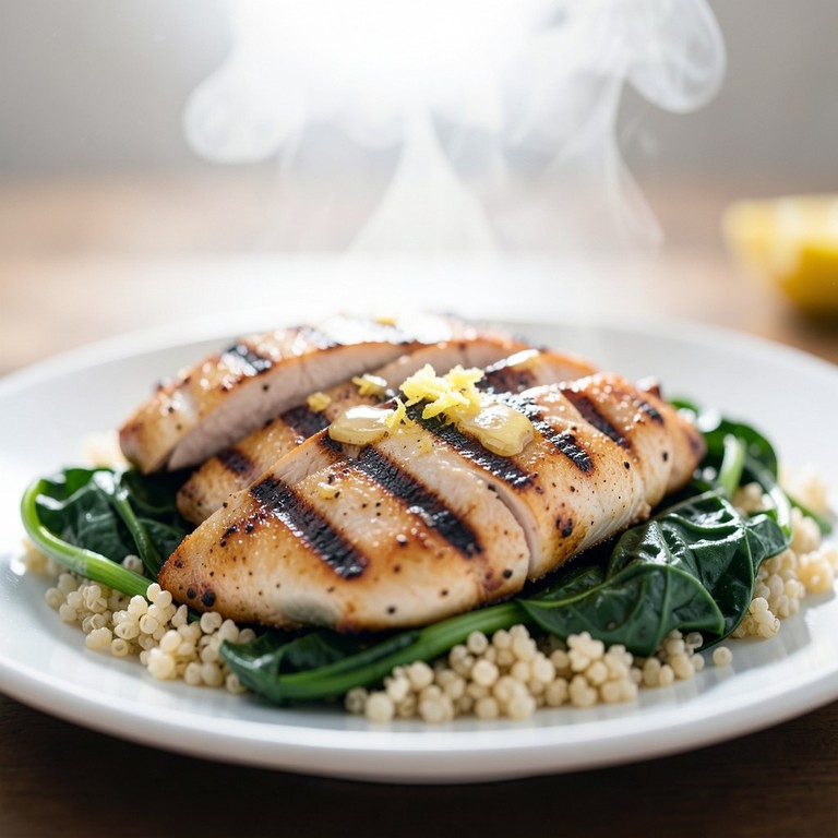 Pechuga de Pollo al Limón con Espinacas y Quinoa