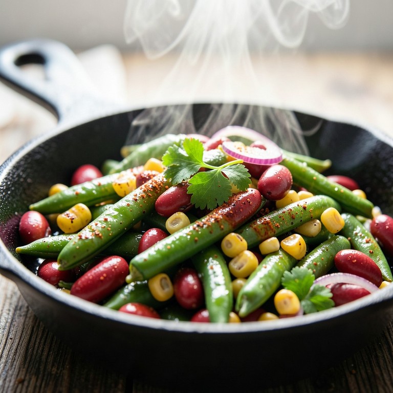 Poêlée de Trois Haricots et Maïs Épicée