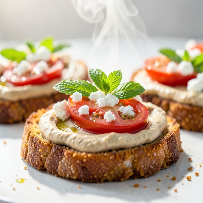 Bruschette Veloci con Hummus, Feta e Pomodorini