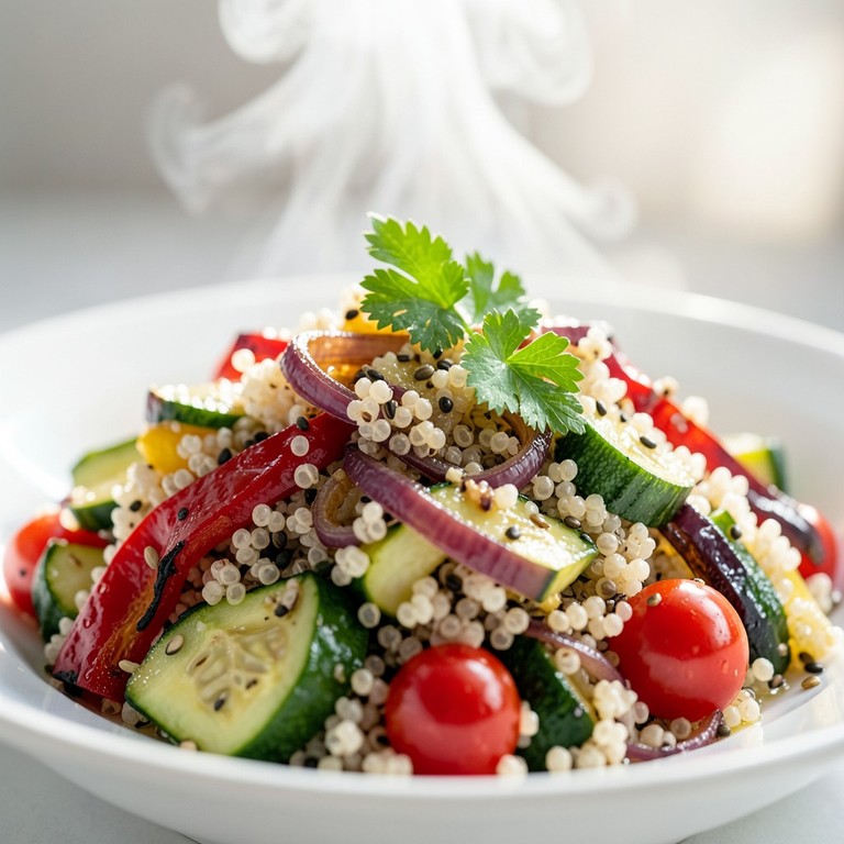 Salada de Quinoa com Vegetais Assados e Molho Cítrico