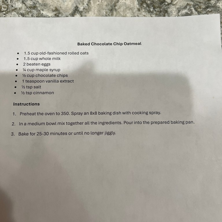 Baked Chocolate Chip Oatmeal