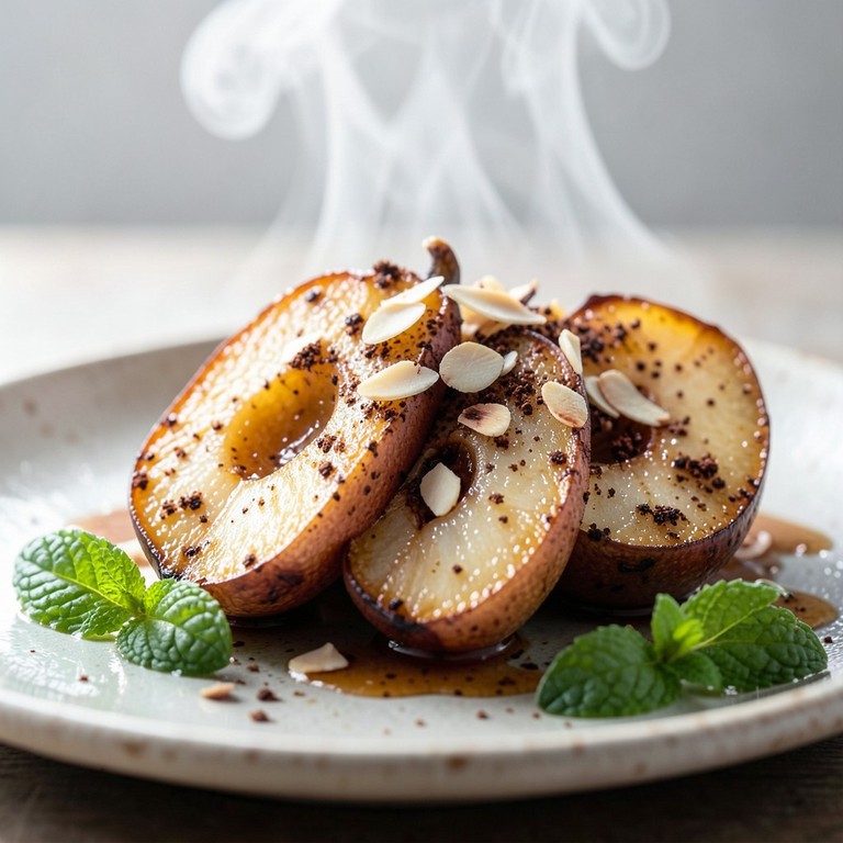Poires Rôties à la Cannelle et Amandes Grillées