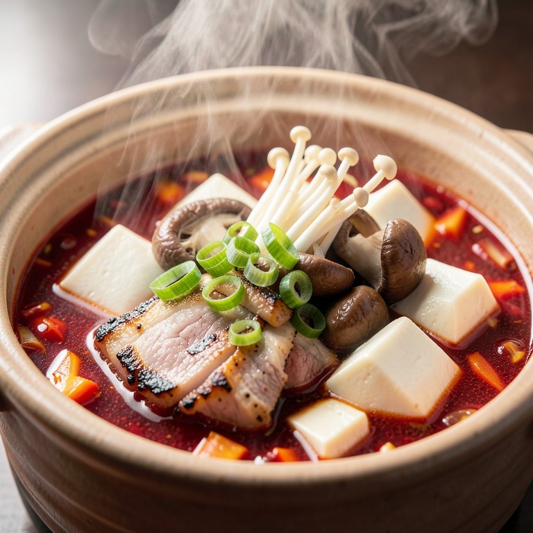 Pittige Varkensbuik Nabe met Kimchi