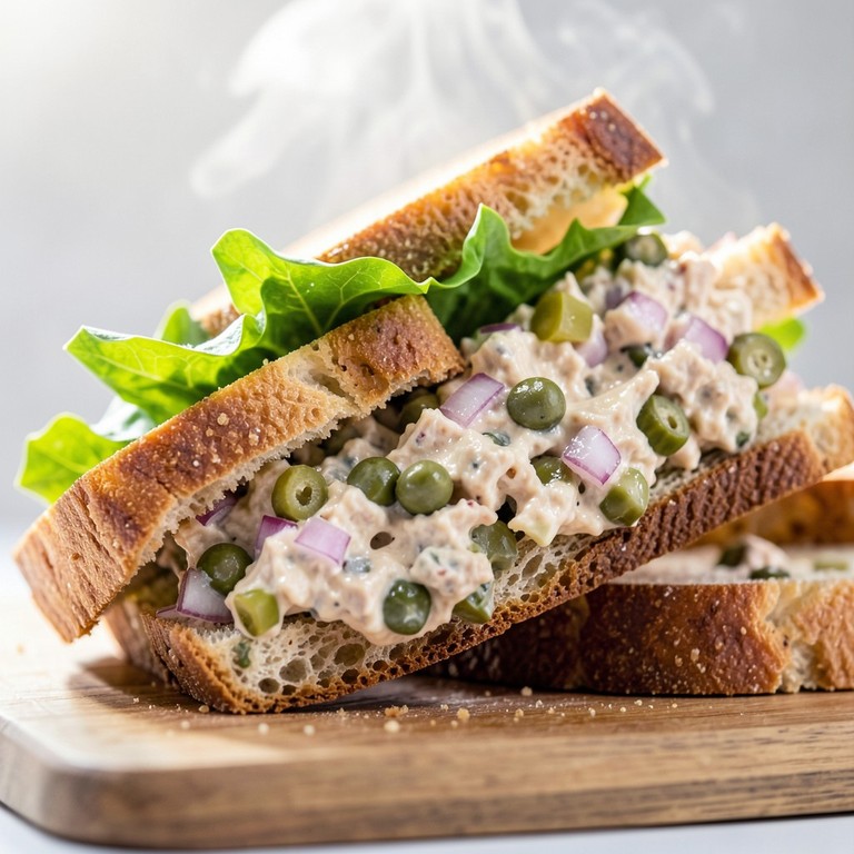 Herzhaftes Thunfisch-Salat-Sandwich mit Kapern