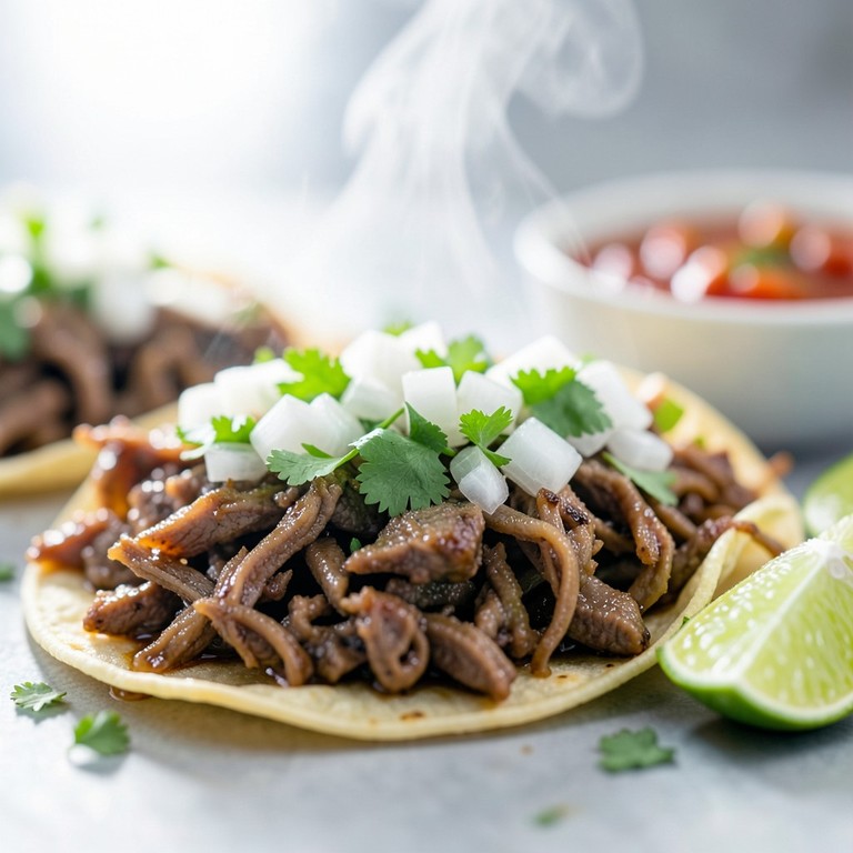 Tacos Clásicos de Carne Mechada con sazon