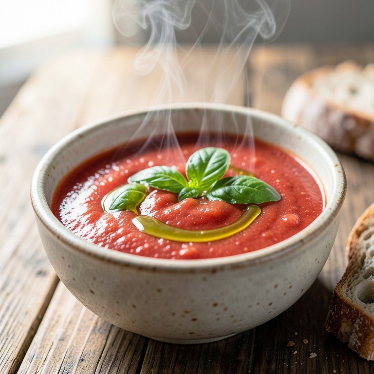 Snelle Tomaten-Basilicum Soep met Olijfolie