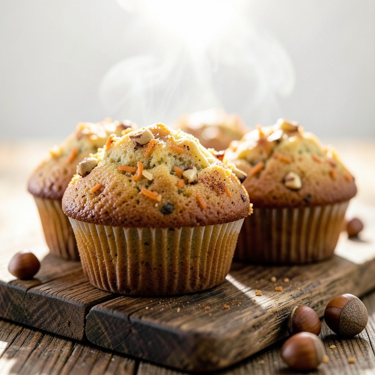 Apfel-Karotten-Muffins mit Haselnüssen und Schokolade