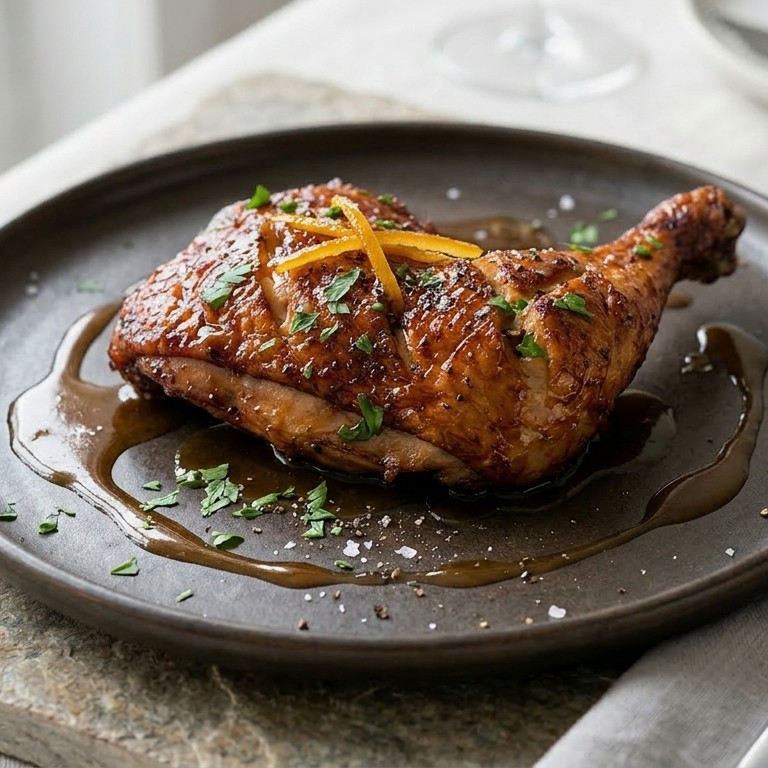 Pollo al horno glaseado con soja y miel