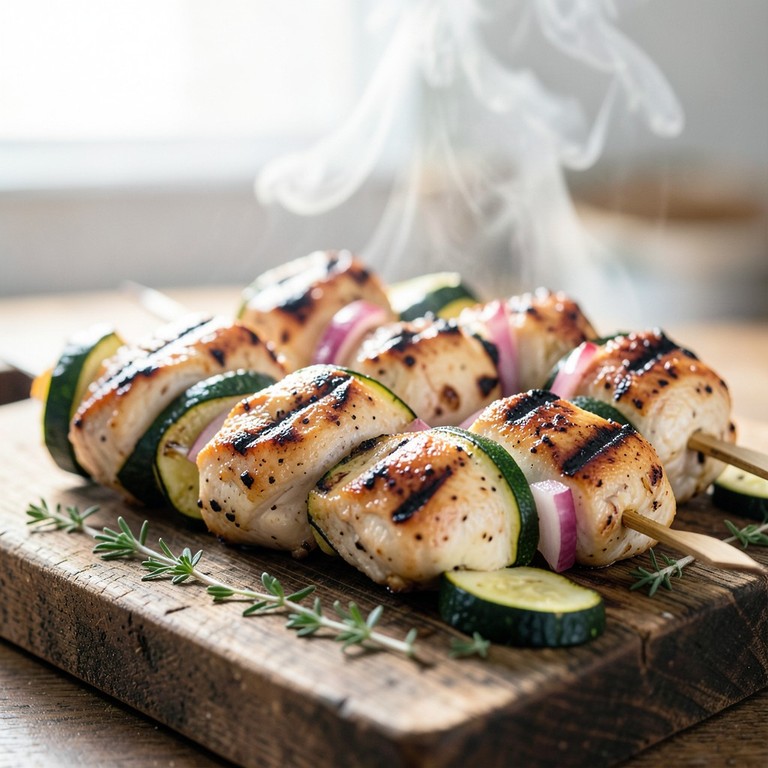 Kip-Courgette Spiesjes van de Grill
