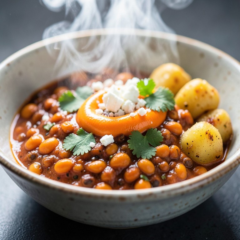 Curry Rouge de Lentilles Corail aux Gnocchis et Crème de Carotte