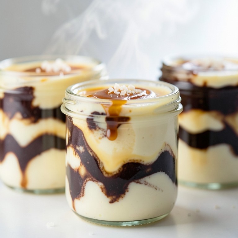 Panna Cotta Marbrée Chocolat et Caramel au Beurre Salé