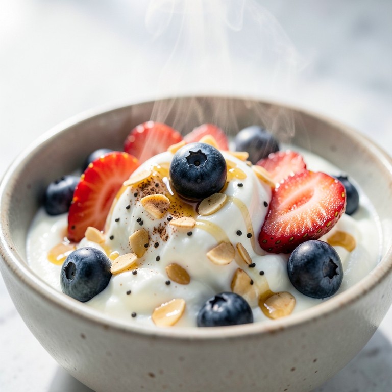 Kremet Gresk Yoghurtbolle med Bær og Nøtter