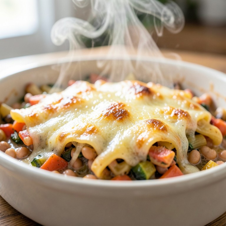 Gratin de Pâtes aux Légumes de Saison et Lentilles Corail